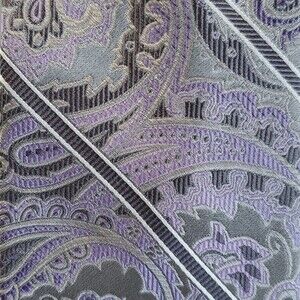 PRONTO UOMO COUTURE PURPLE GRAY SILK PAISLEY EXTRA LONG TIE 3.25 BY 63"  LONG